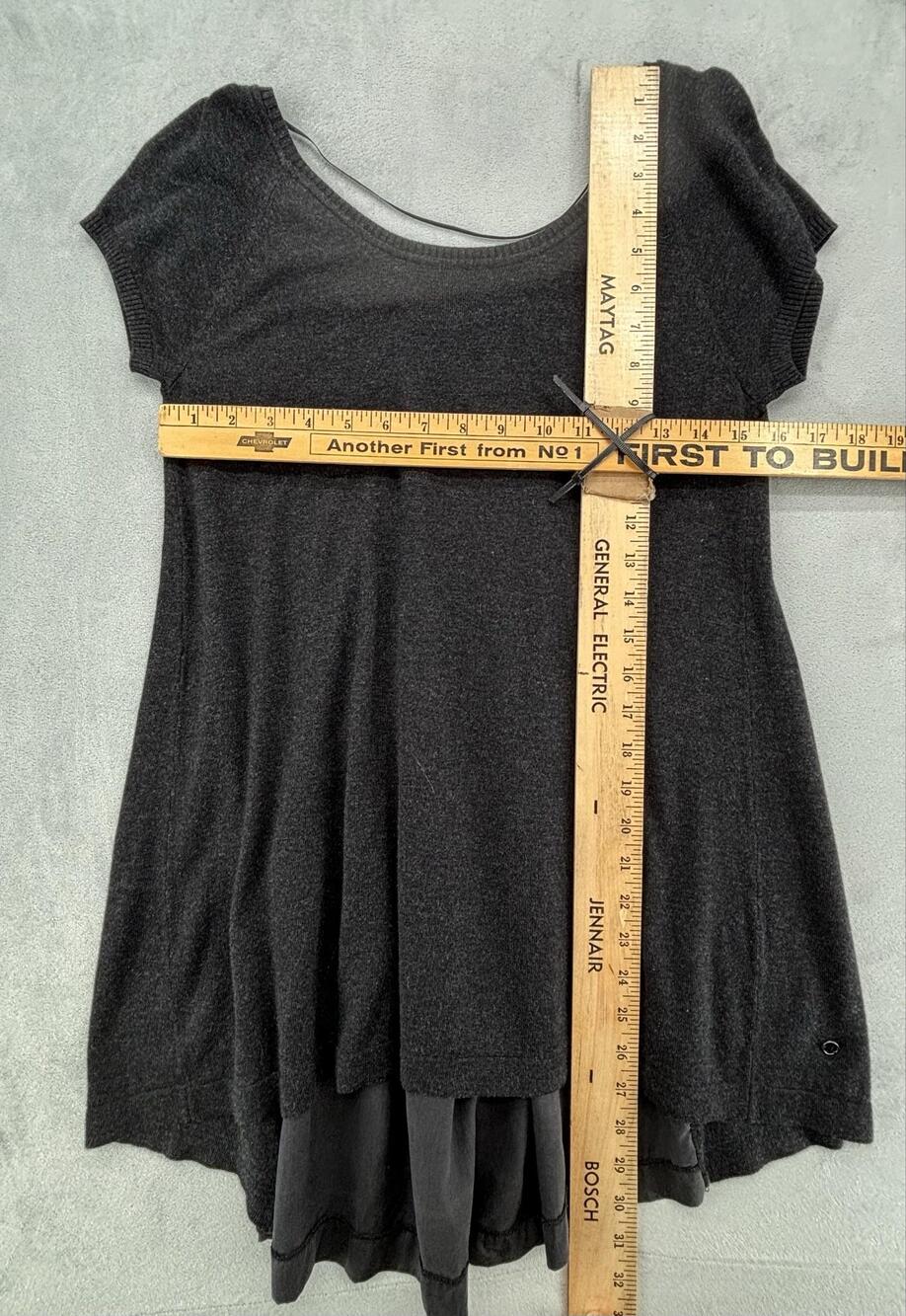 Archive Lululemon Black Grey Mixed Media Flowy Tunic T-Shirt Lagenlook Mori Kei - Picture 3 of 4